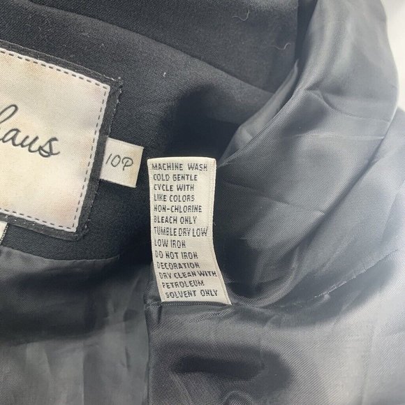 Black Double Breasted Look Blazer Coat Patent Accents Petite Chaus size 10P - Picture 6 of 8